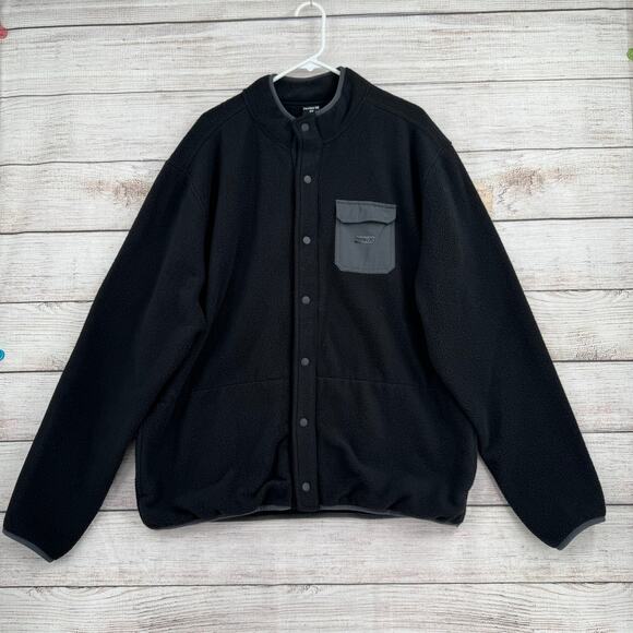 Hurley Fleece Snap Down Jacket Mens XXL Black Gray 3 Pocket - Picture 1 of 10